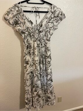 VICI Cream Dress with Olive Green Floral Print